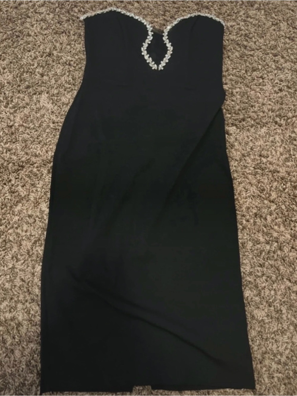 Symphony Black Strapless Sheath Dress with Beaded Sweetheart